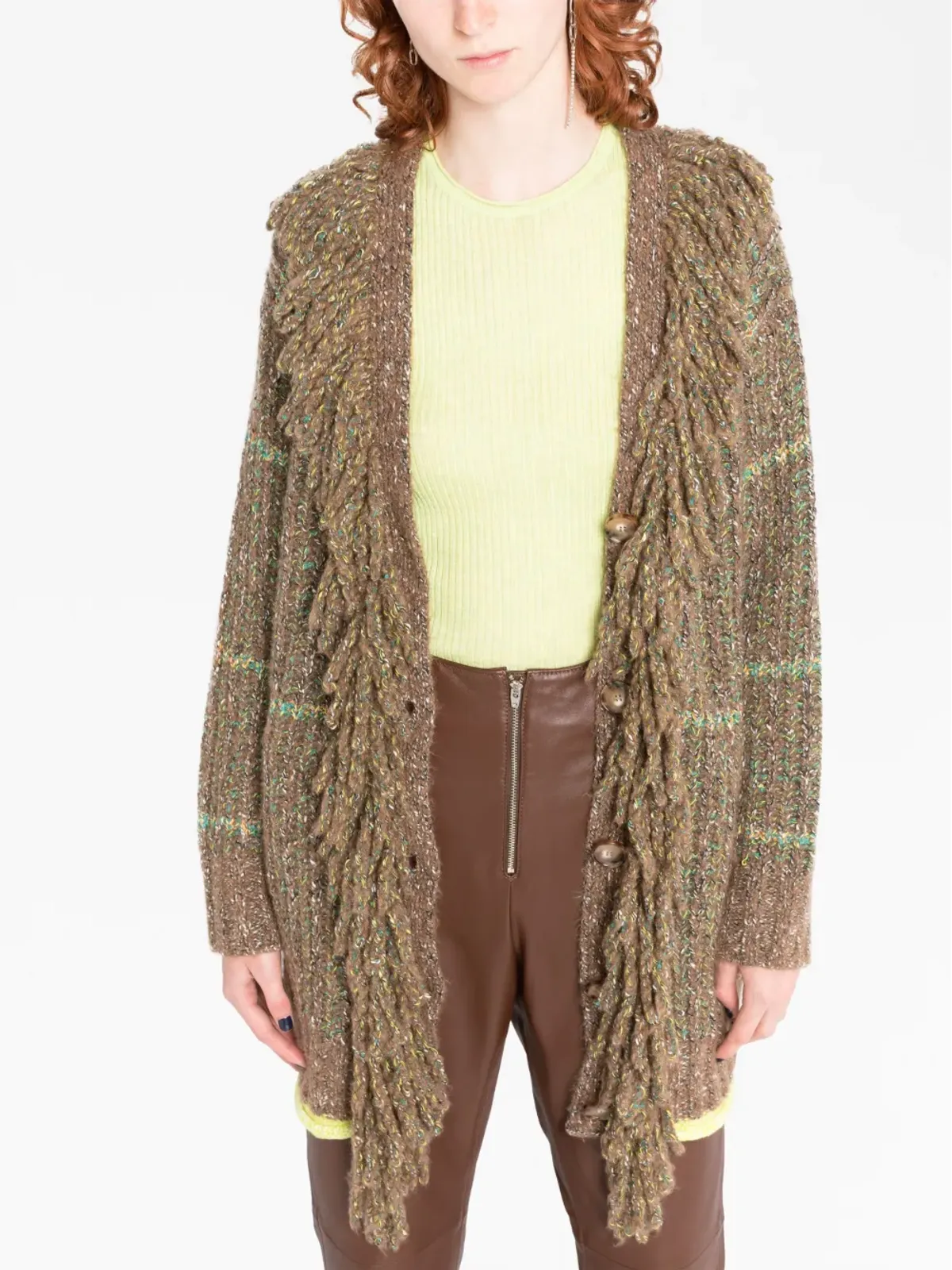 Stella McCartney ケーブルニットツイード カーデコート - 画像5