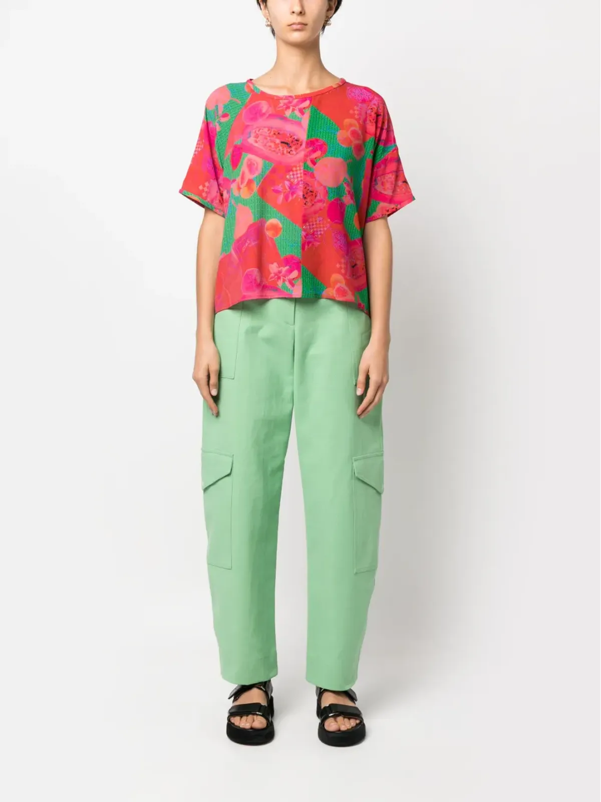 Henrik Vibskov アブストラクトプリント シルクTシャツ - 画像2