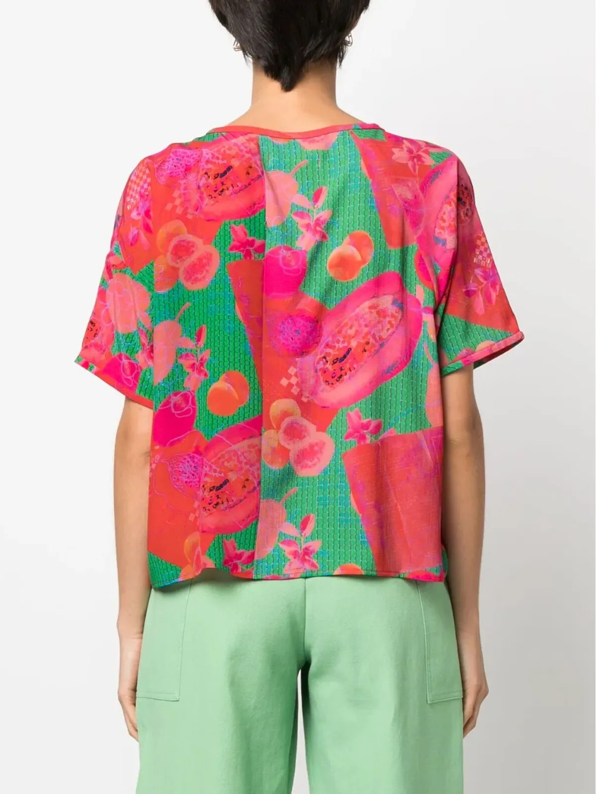 Henrik Vibskov アブストラクトプリント シルクTシャツ - 画像4