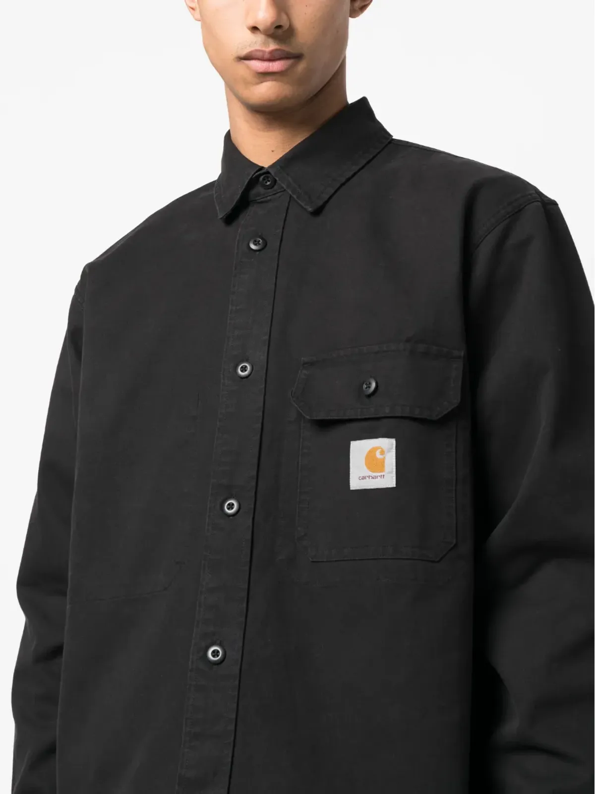 Carhartt WIP ロゴパッチコットンシャツ - 画像5