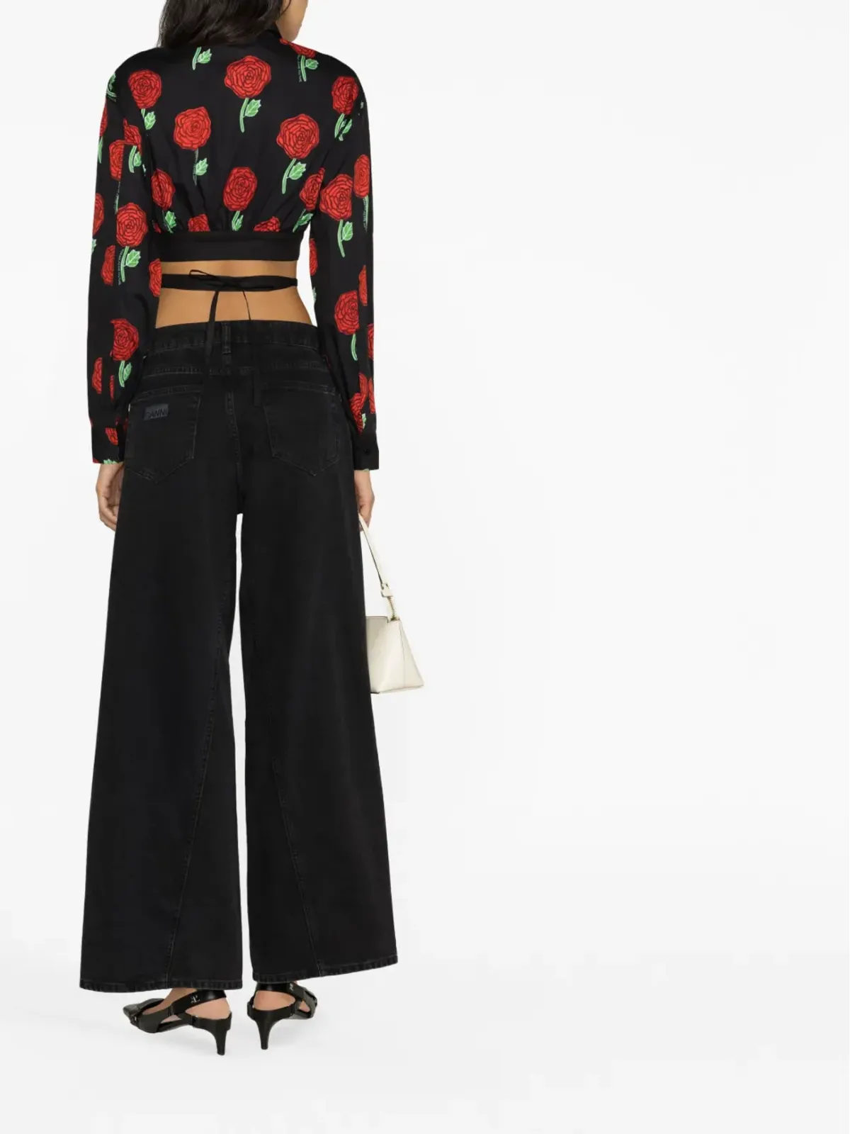 Versace Jeans Couture 花柄プリントのクロップドブラウス - 画像4
