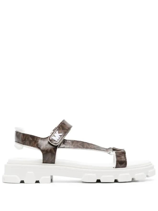 Michael Michael Kors Michael Michael Kors モノグラムプリントレザーサンダル ブラウンの商品画像