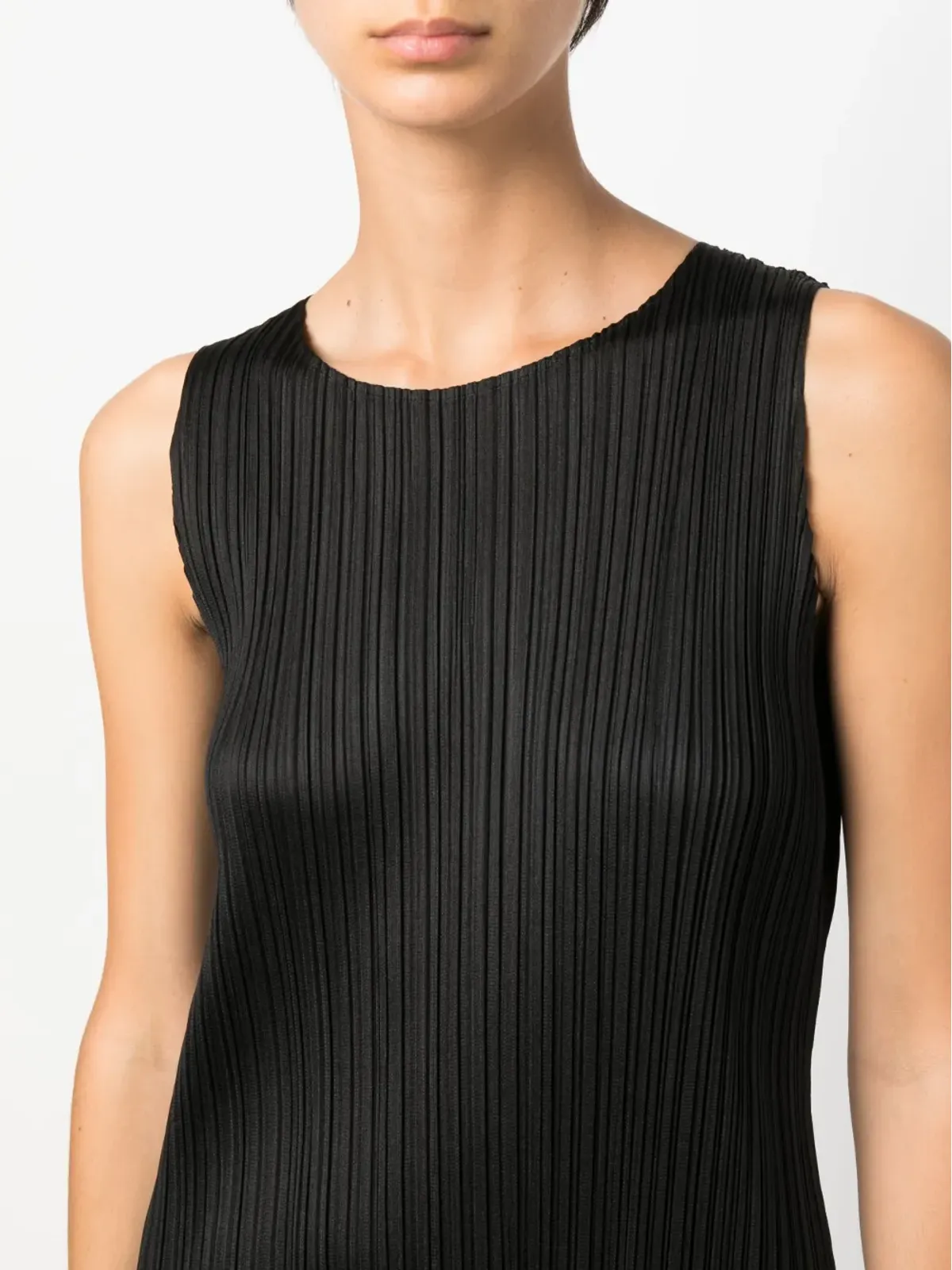 Pleats Please Issey Miyake ノースリーブプリーツミディドレス - ブラック - 画像5