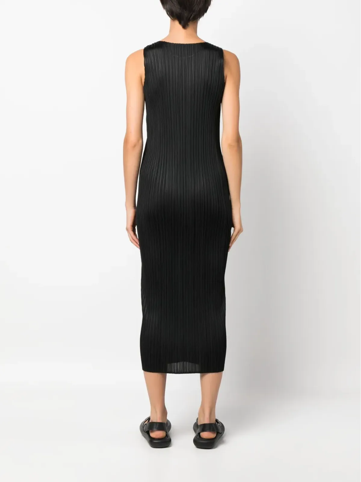 Pleats Please Issey Miyake ノースリーブプリーツミディドレス - ブラック - 画像4