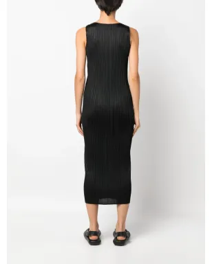 Pleats Please Issey Miyake ノースリーブプリーツミディドレス - ブラック - サムネイル4