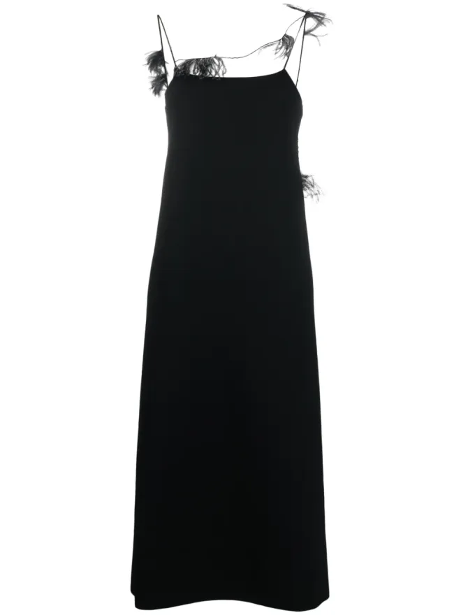 Jil Sander Jil Sander フェザー・トリム付きスリップドレス - ブラックの商品画像