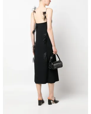 Jil Sander フェザー・トリム付きスリップドレス - ブラック - サムネイル2