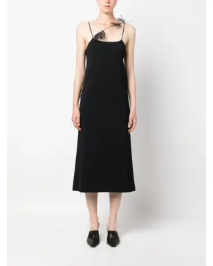Jil Sander フェザー・トリム付きスリップドレス - ブラック - サムネイル3