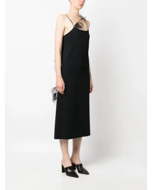 Jil Sander フェザー・トリム付きスリップドレス - ブラック - サムネイル4