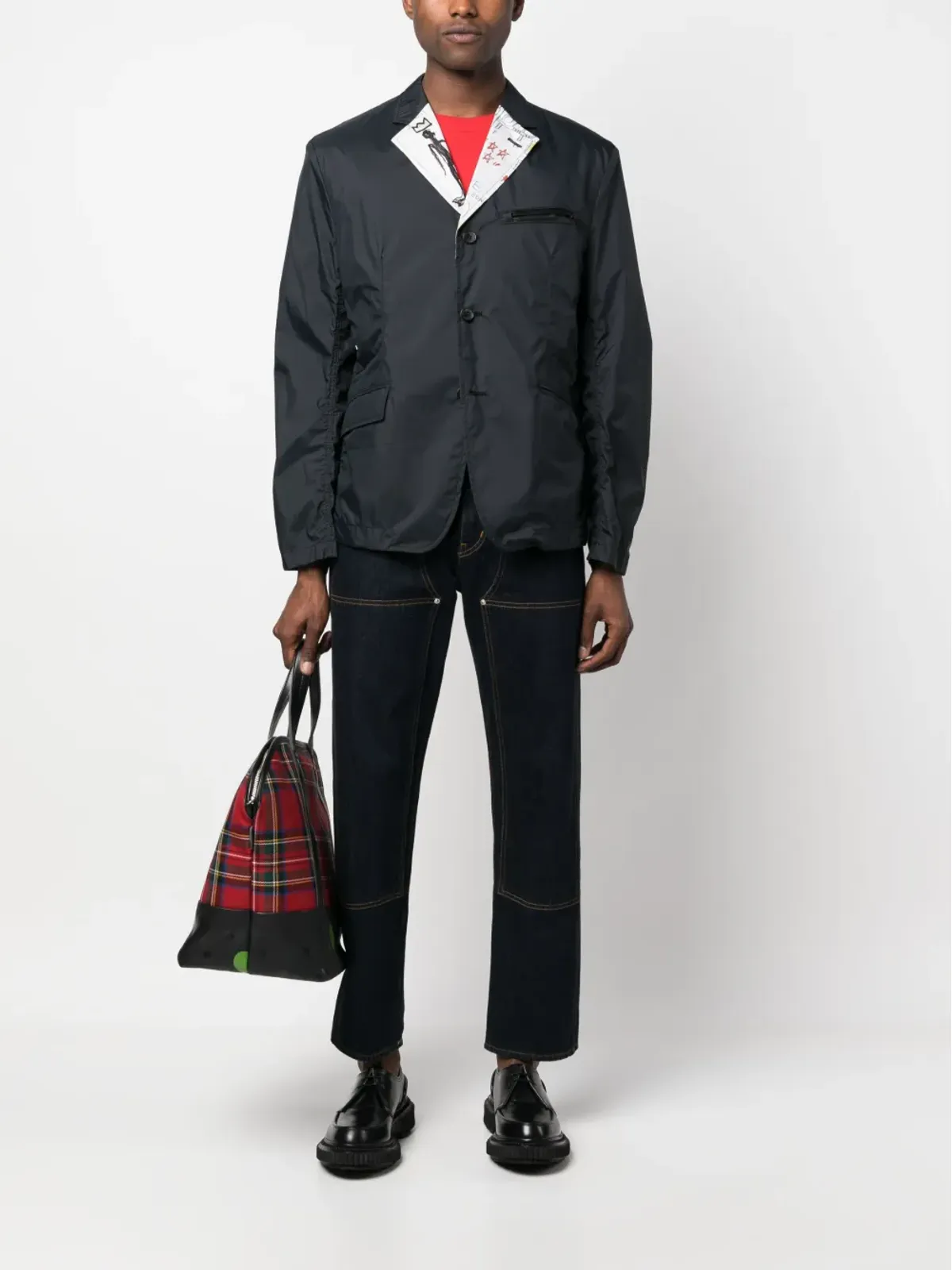 Junya Watanabe MAN シングルブレスト・スケッチプリント ブレザー - 画像2