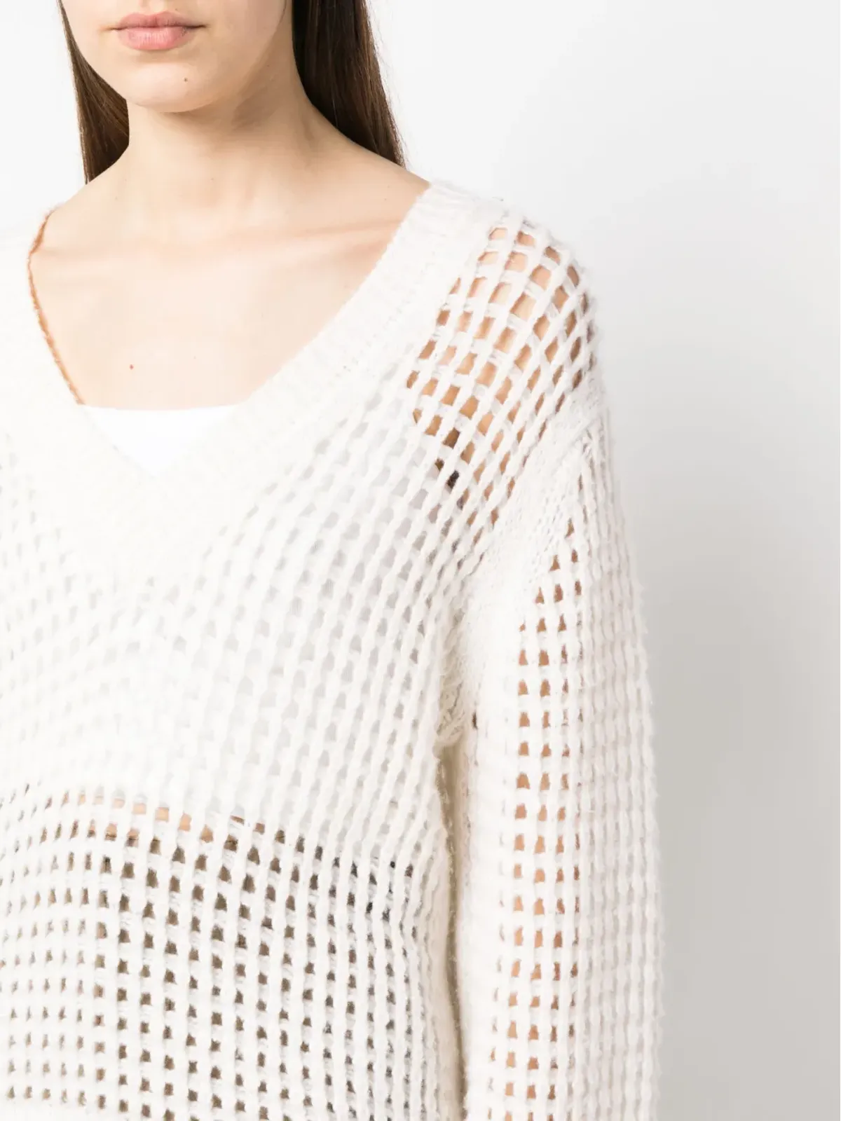 Dorothee Schumacher Vネック オープンニット スウェットシャツ - 画像5
