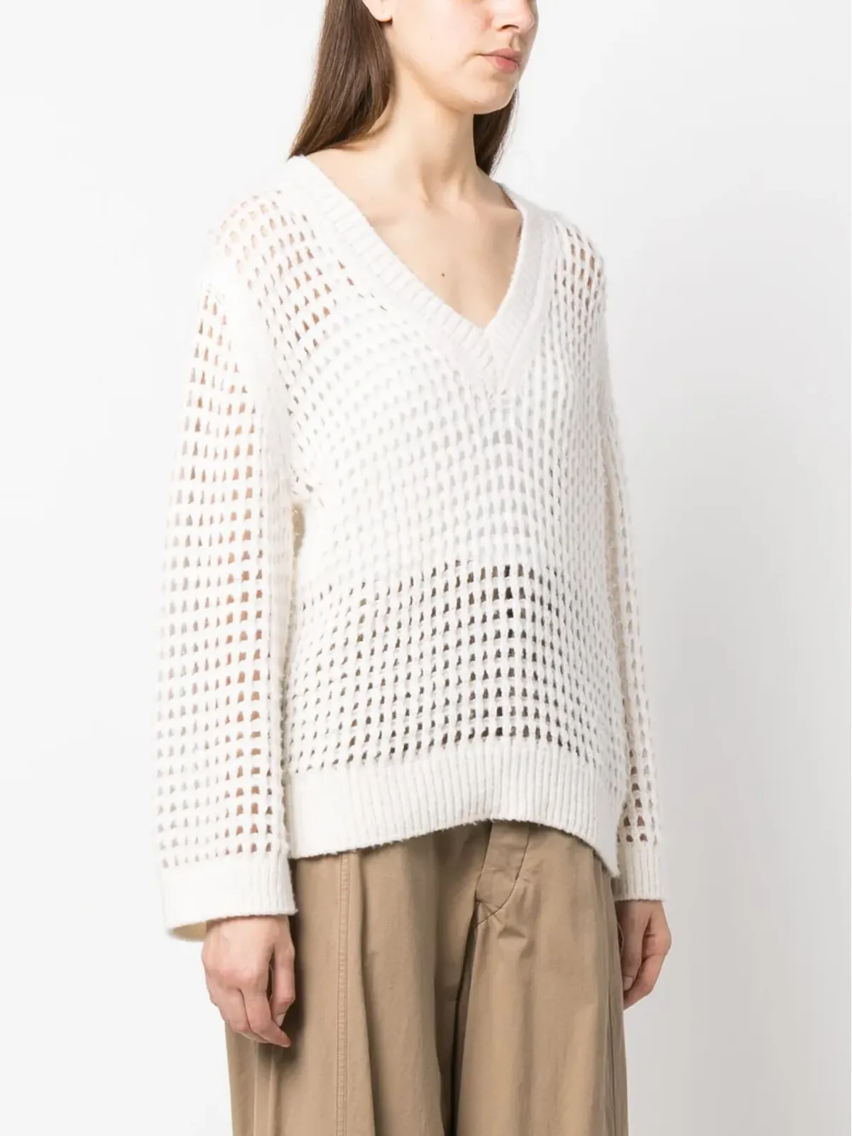 Dorothee Schumacher Vネック オープンニット スウェットシャツ - 画像3
