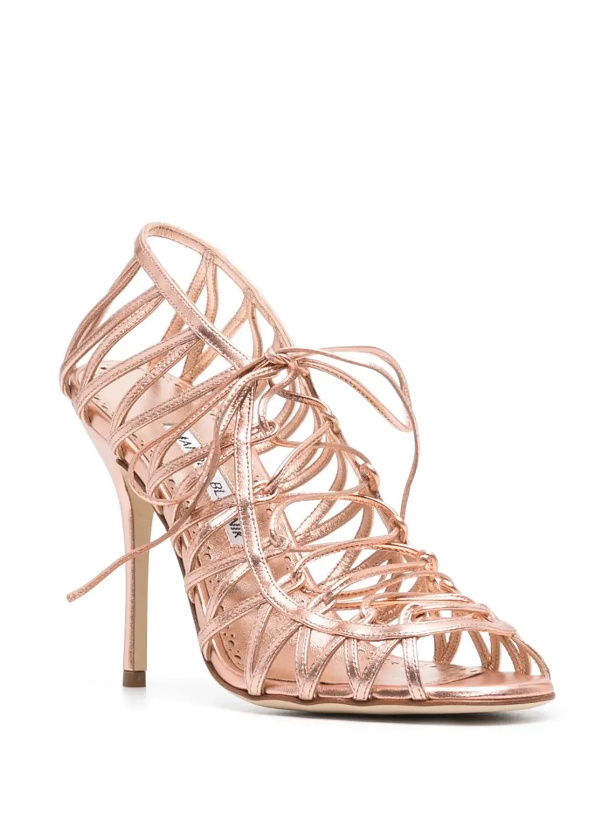 Manolo Blahnik メタリックエフェクト レースアップサンダル - 画像2