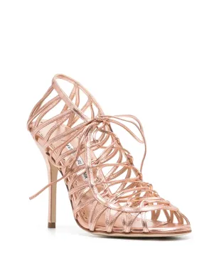 Manolo Blahnik メタリックエフェクト レースアップサンダル - サムネイル2