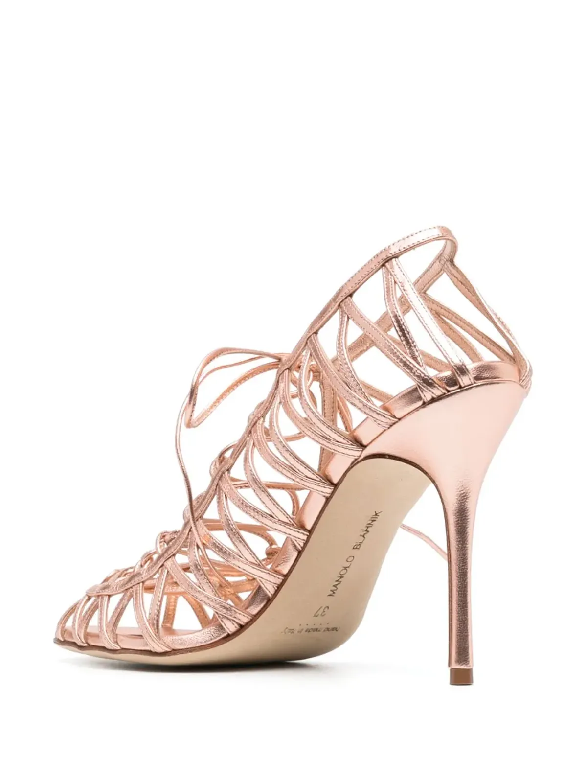 Manolo Blahnik メタリックエフェクト レースアップサンダル - 画像3