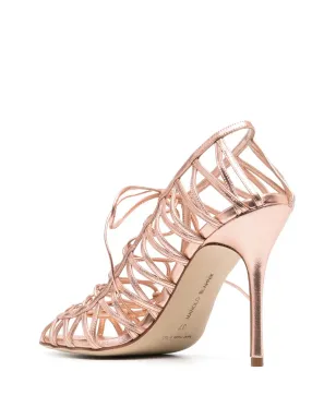 Manolo Blahnik メタリックエフェクト レースアップサンダル - サムネイル3