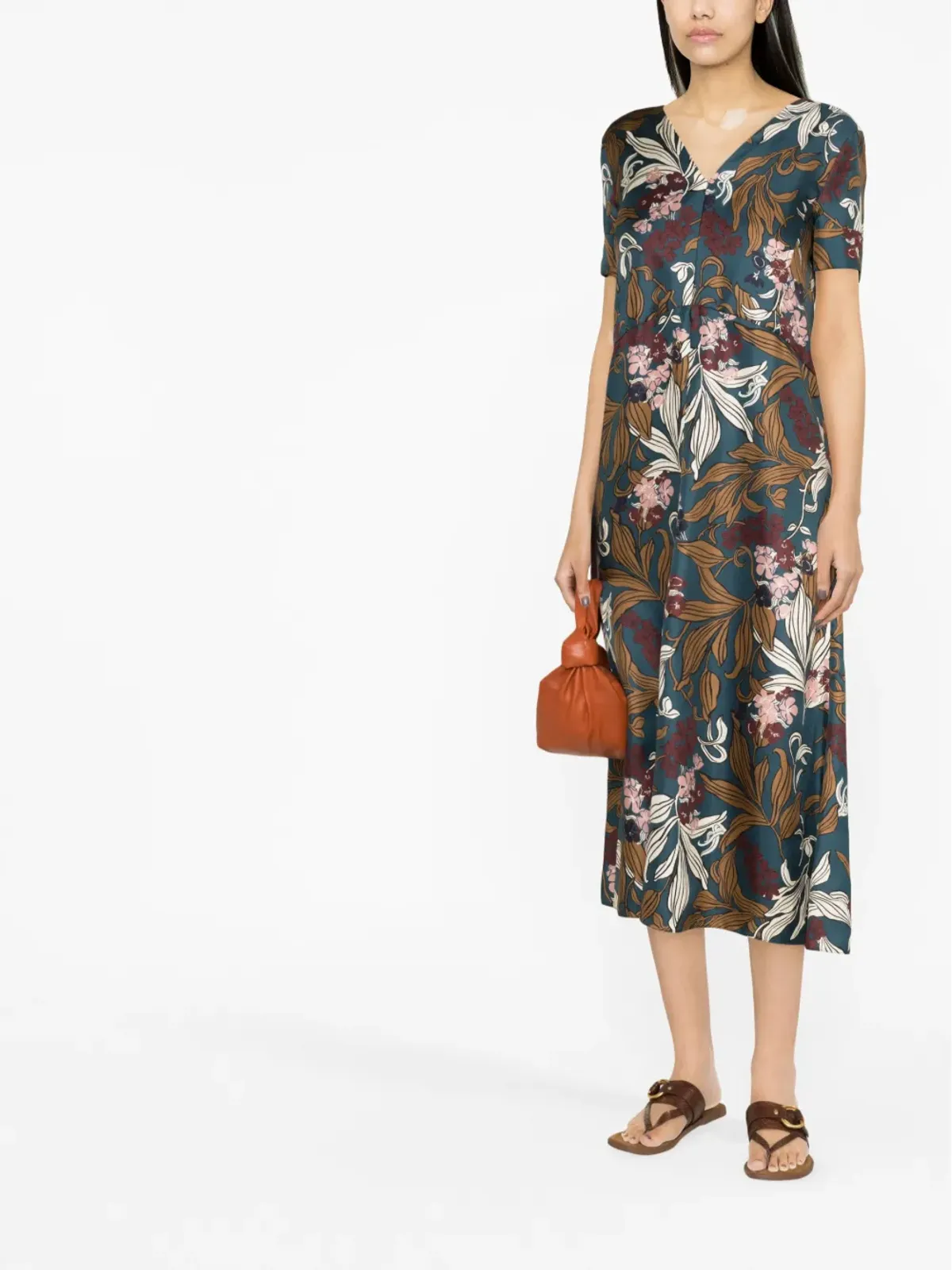 S Max Mara 花柄プリント シルク ミディドレス - 画像2