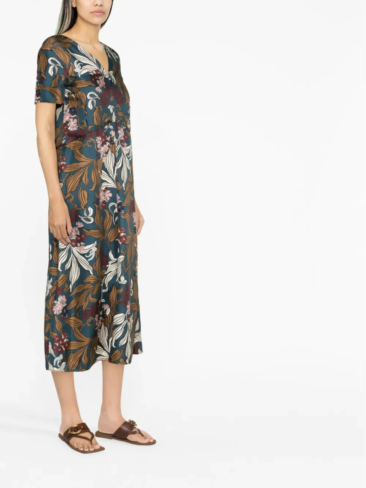 S Max Mara 花柄プリント シルク ミディドレス - 画像3