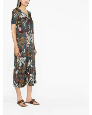S Max Mara 花柄プリント シルク ミディドレス - サムネイル3