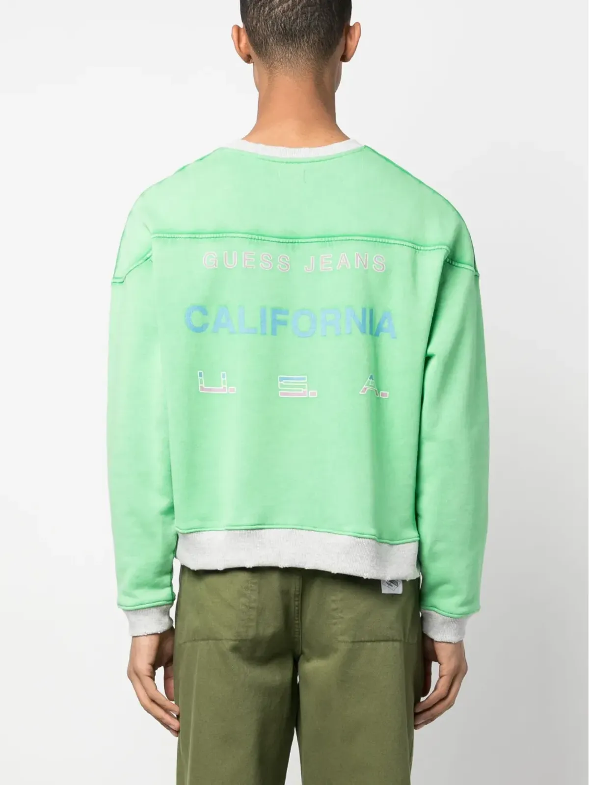 GUESS USA ロゴプリント ジャージー スウェットシャツ - グリーン - 画像4