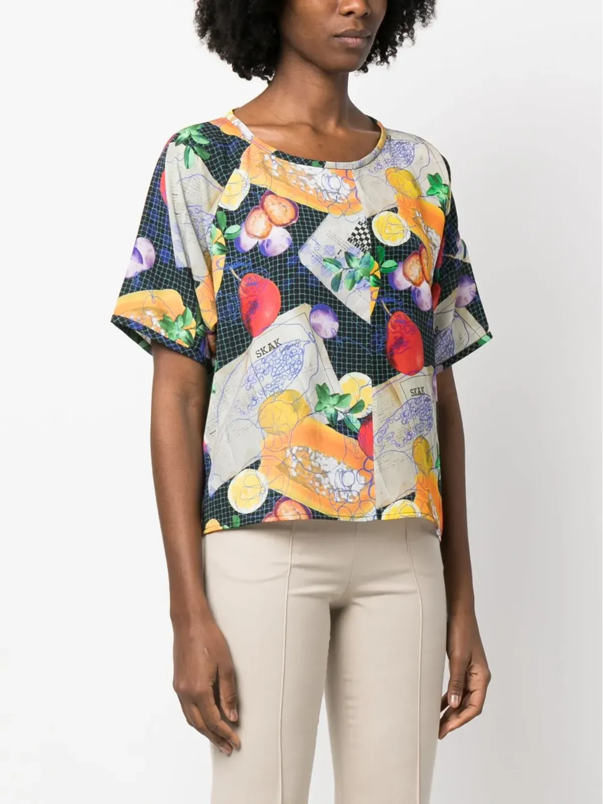 Henrik Vibskov グラフィックプリント シルク Tシャツ - 画像3