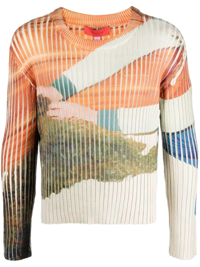 Eckhaus Latta Eckhaus Latta グラフィックプリントリブ編みセーターの商品画像