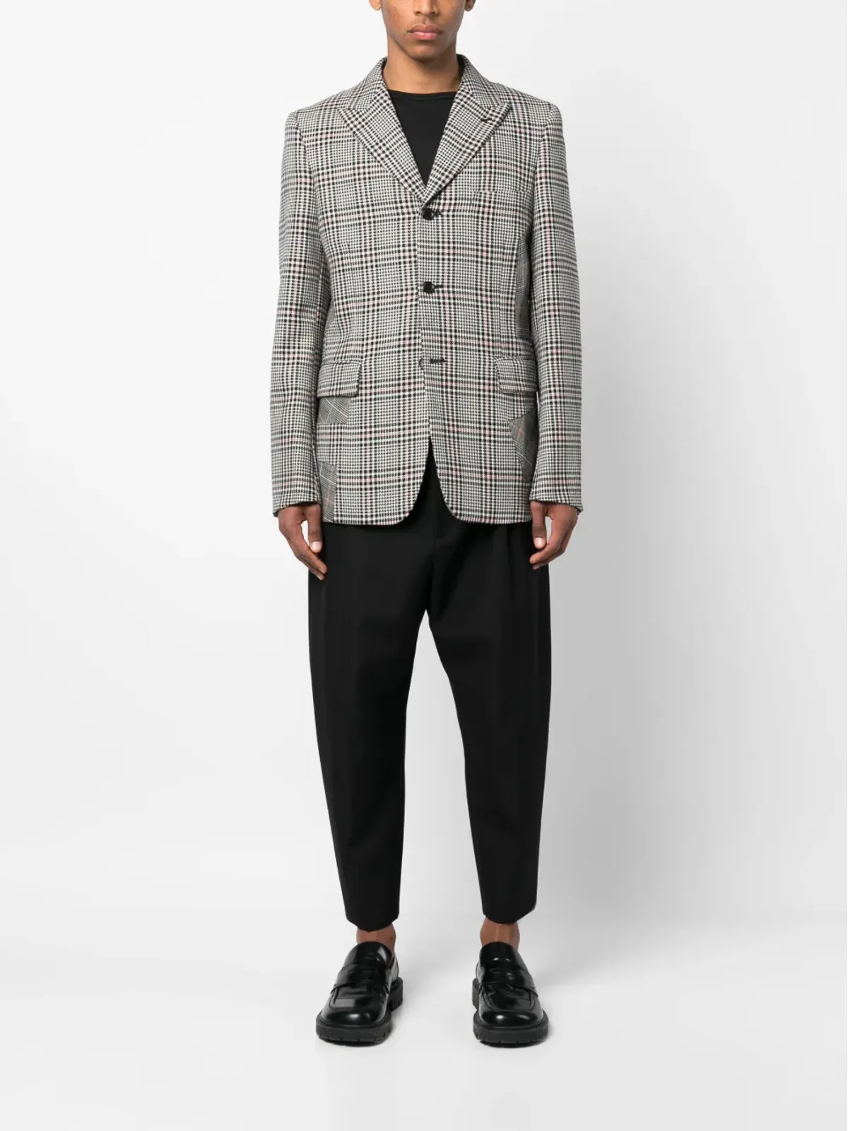 Comme des Garçons Homme Plus パッチワークディテールのチェック柄ブレザー - 画像3