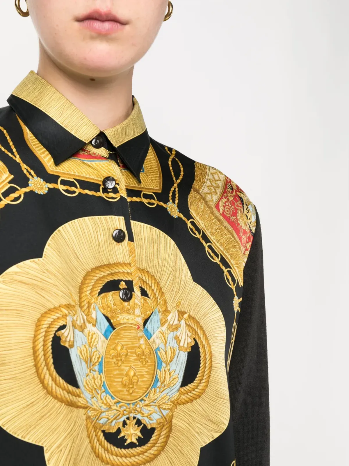 Hermès Pre-Owned 1990s Byzantine print silk shirt - Black - 画像5