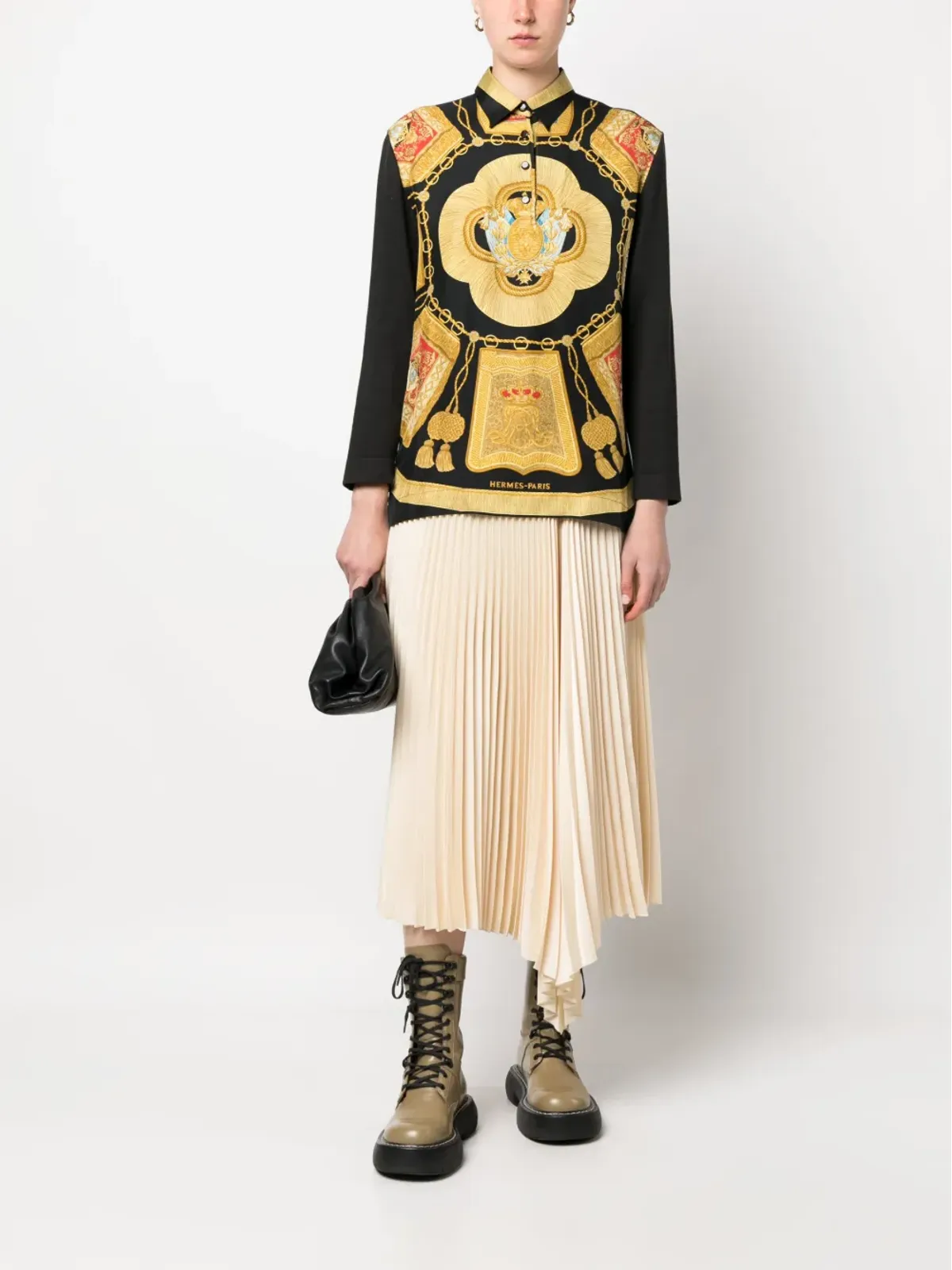 Hermès Pre-Owned 1990s Byzantine print silk shirt - Black - 画像2