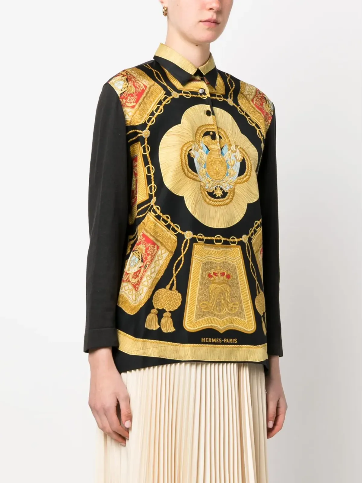 Hermès Pre-Owned 1990s Byzantine print silk shirt - Black - 画像3