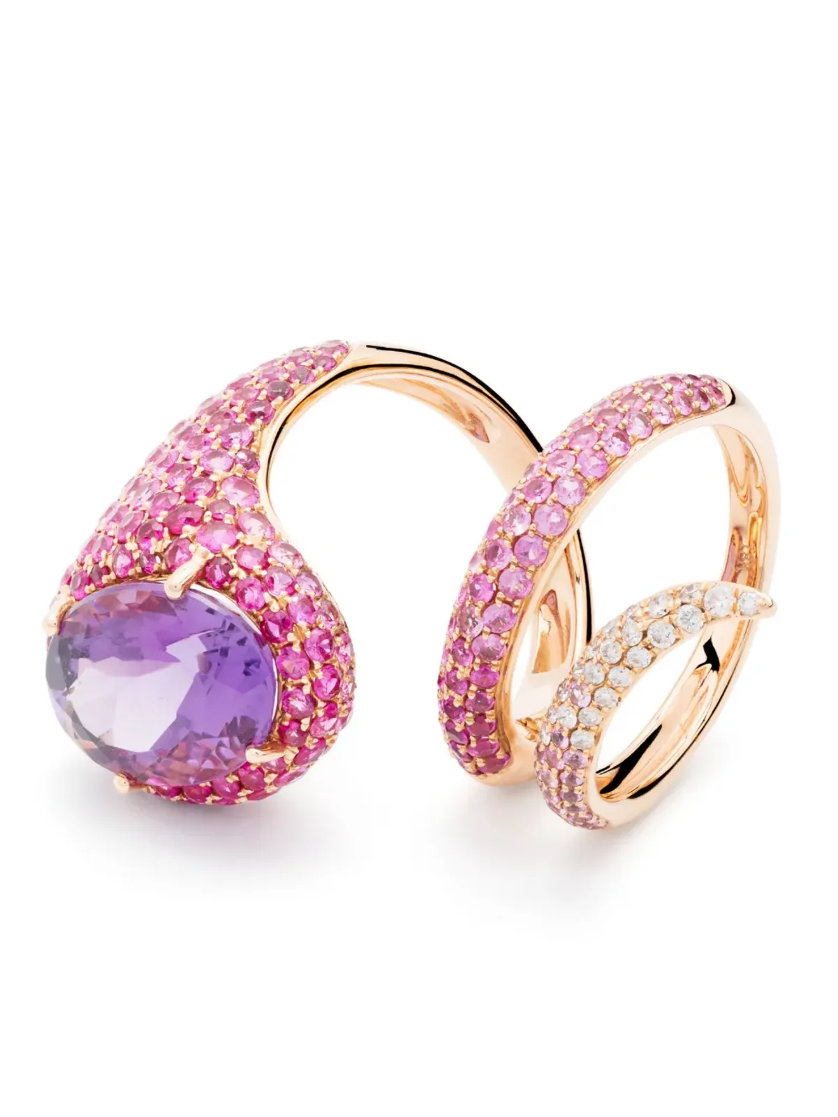 Stefere 18K ローズゴールド マルチストーンリング - 画像3