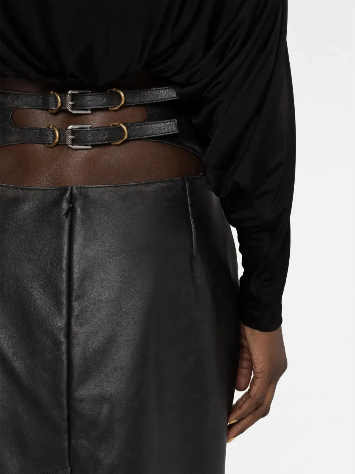 Givenchy バックルディテール レザー ペンシルスカート - 画像3