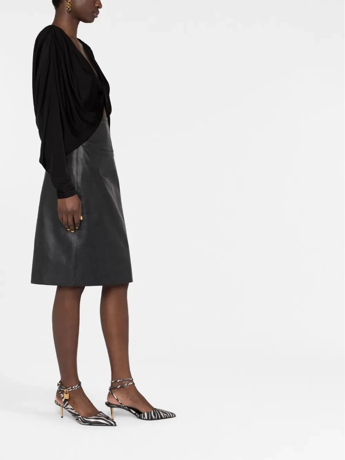 Givenchy バックルディテール レザー ペンシルスカート - 画像4