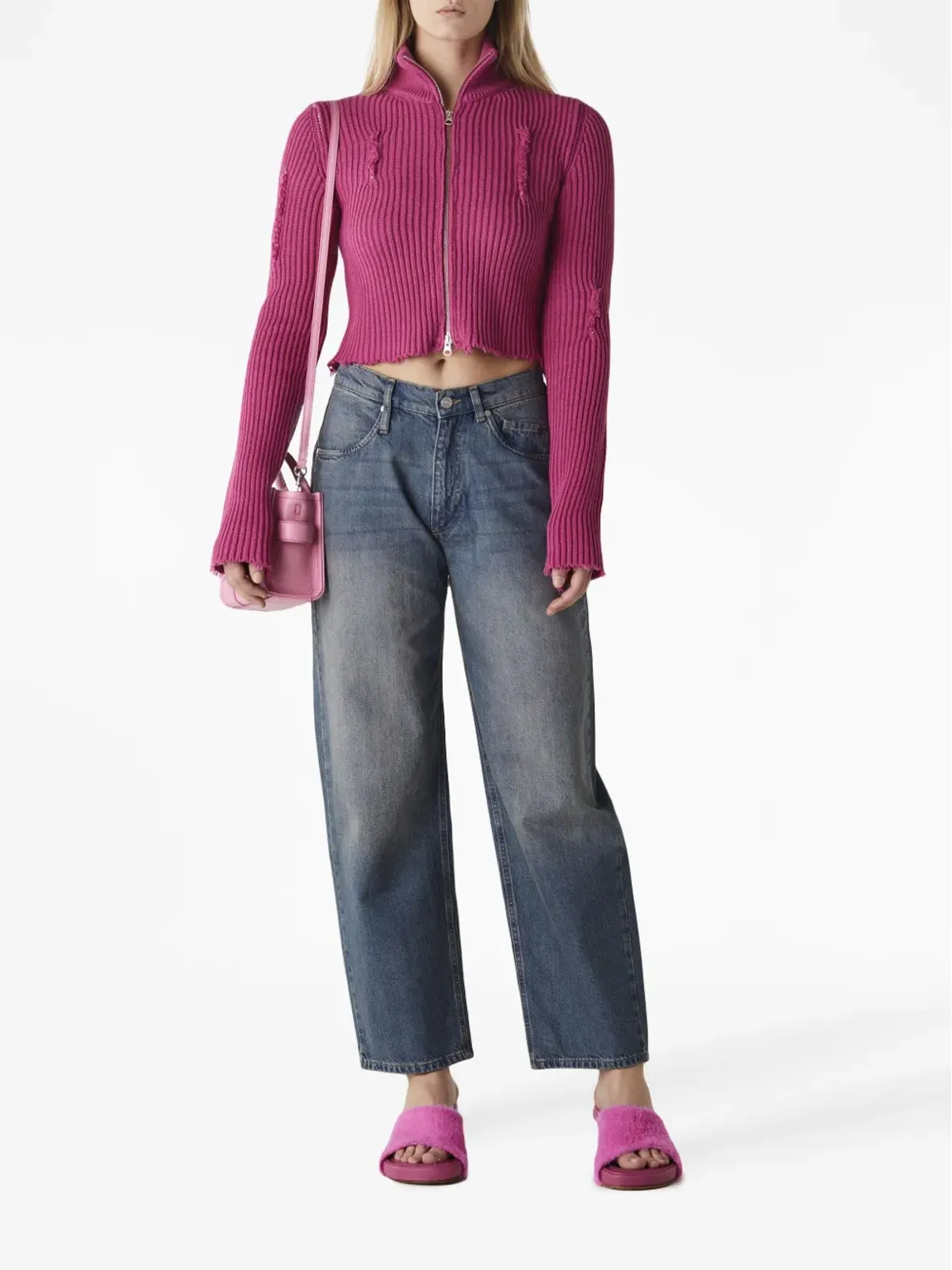 MM6 Maison Margiela ジップアップ クロップド カーディガン - 画像2