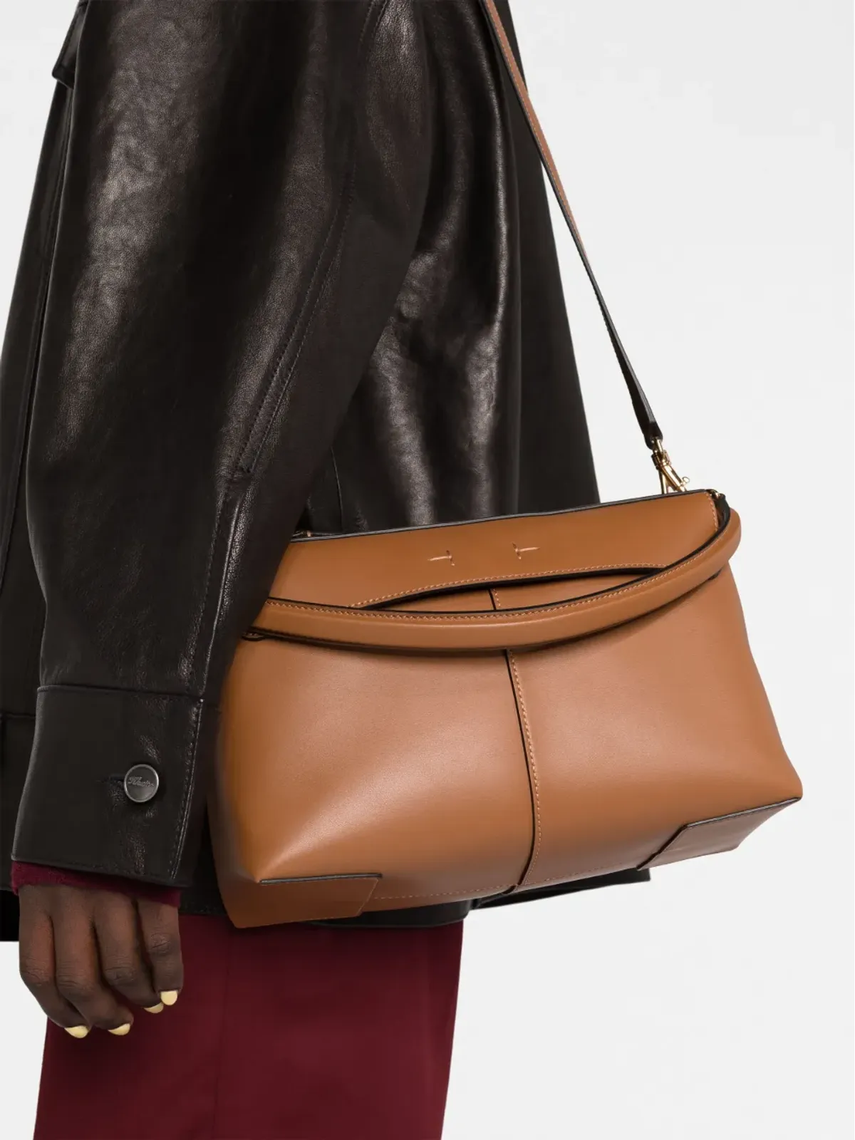Tod's ロゴチャーム付きレザートートバッグ - 画像3