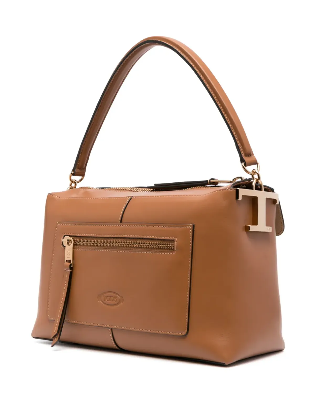 Tod's ロゴチャーム付きレザートートバッグ - 画像4