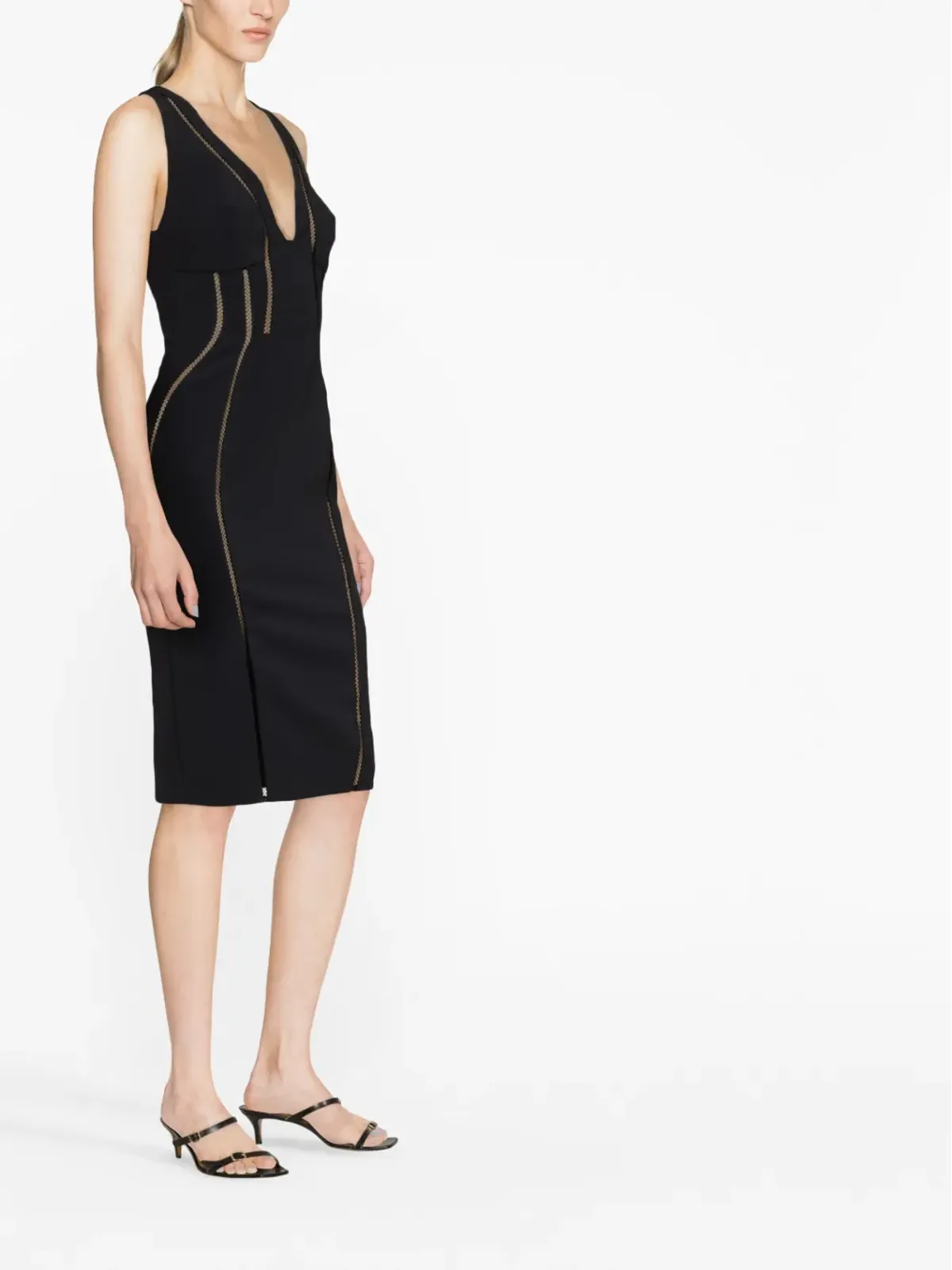 Elisabetta Franchi レーストリム ミディドレス - 画像3