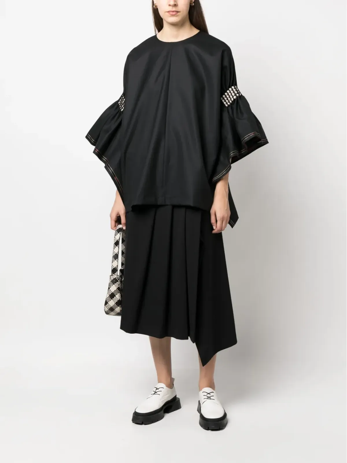Junya Watanabe フェイクパール付きウール ブラウス - 画像2