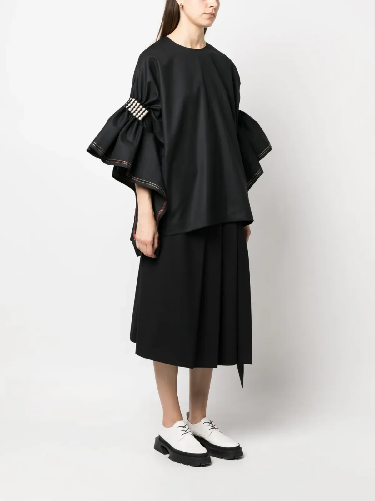 Junya Watanabe フェイクパール付きウール ブラウス - 画像3
