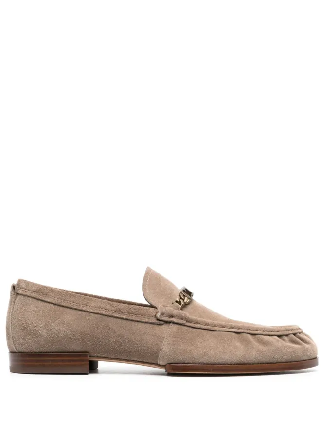 Tod's Tod's ロゴプレート付きスエードローファー - ブラウンの商品画像