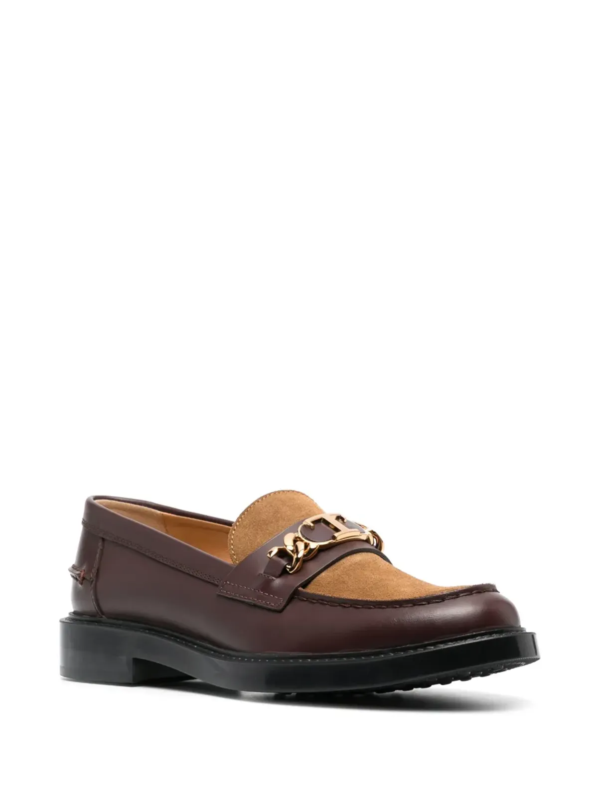 Tod's ロゴプレート付きパネルドローファー - ブラウン - 画像2