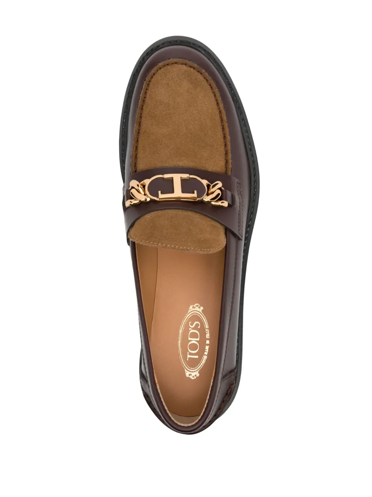 Tod's ロゴプレート付きパネルドローファー - ブラウン - 画像4