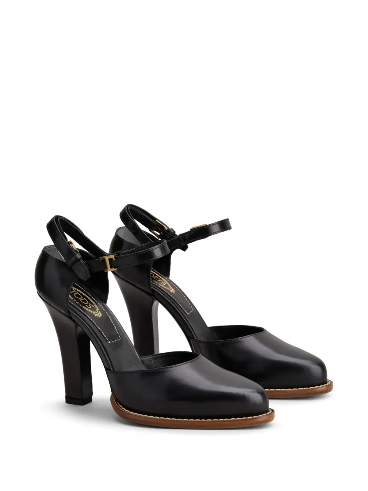 Tod's ロゴプレート付きレザーパンプス - ブラック - 画像2