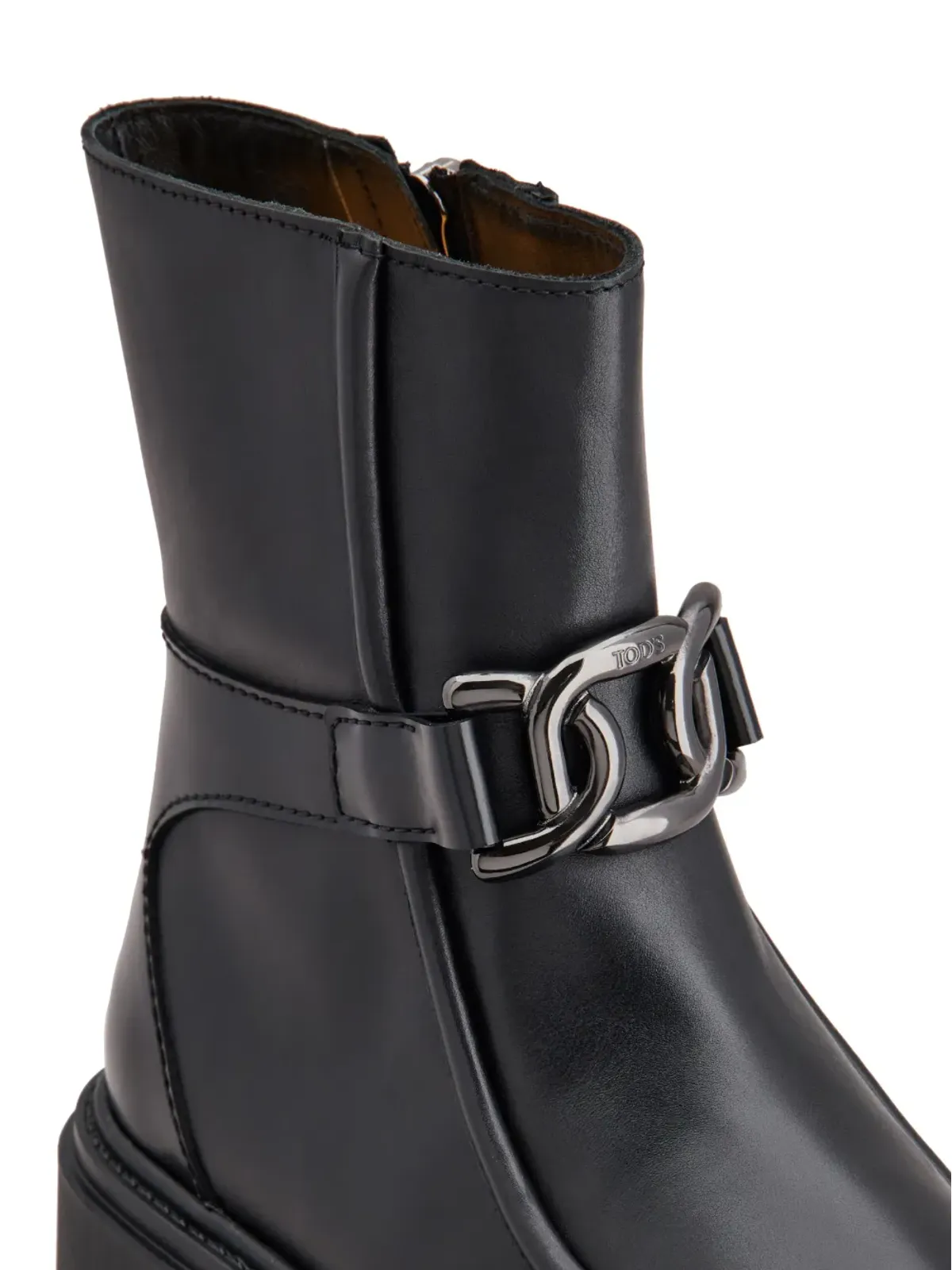 Tod's ロゴ入りジップ付きレザーブーツ - ブラック - 画像5