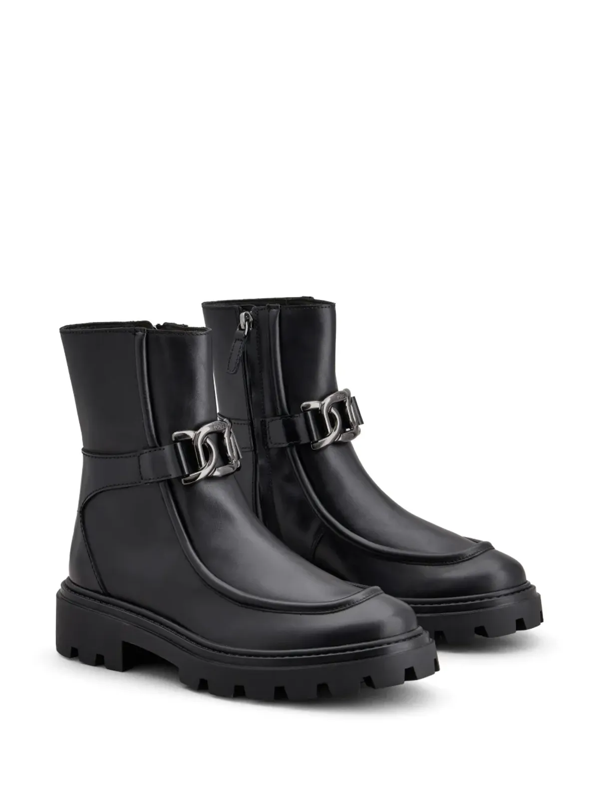 Tod's ロゴ入りジップ付きレザーブーツ - ブラック - 画像2