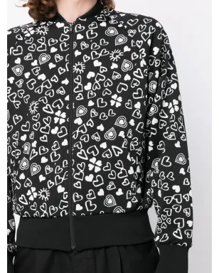 Black Comme Des Garçons ハートプリントジップボンバージャケット - サムネイル5
