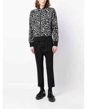 Black Comme Des Garçons ハートプリントジップボンバージャケット - サムネイル2