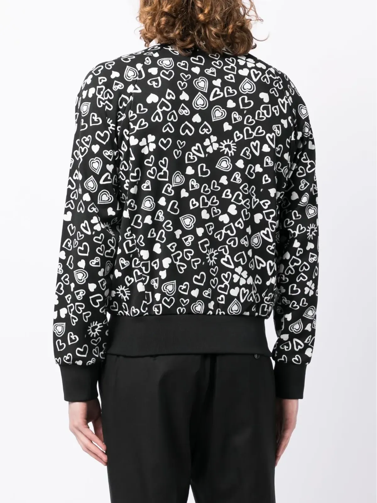 Black Comme Des Garçons ハートプリントジップボンバージャケット - 画像4