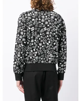 Black Comme Des Garçons ハートプリントジップボンバージャケット - サムネイル4