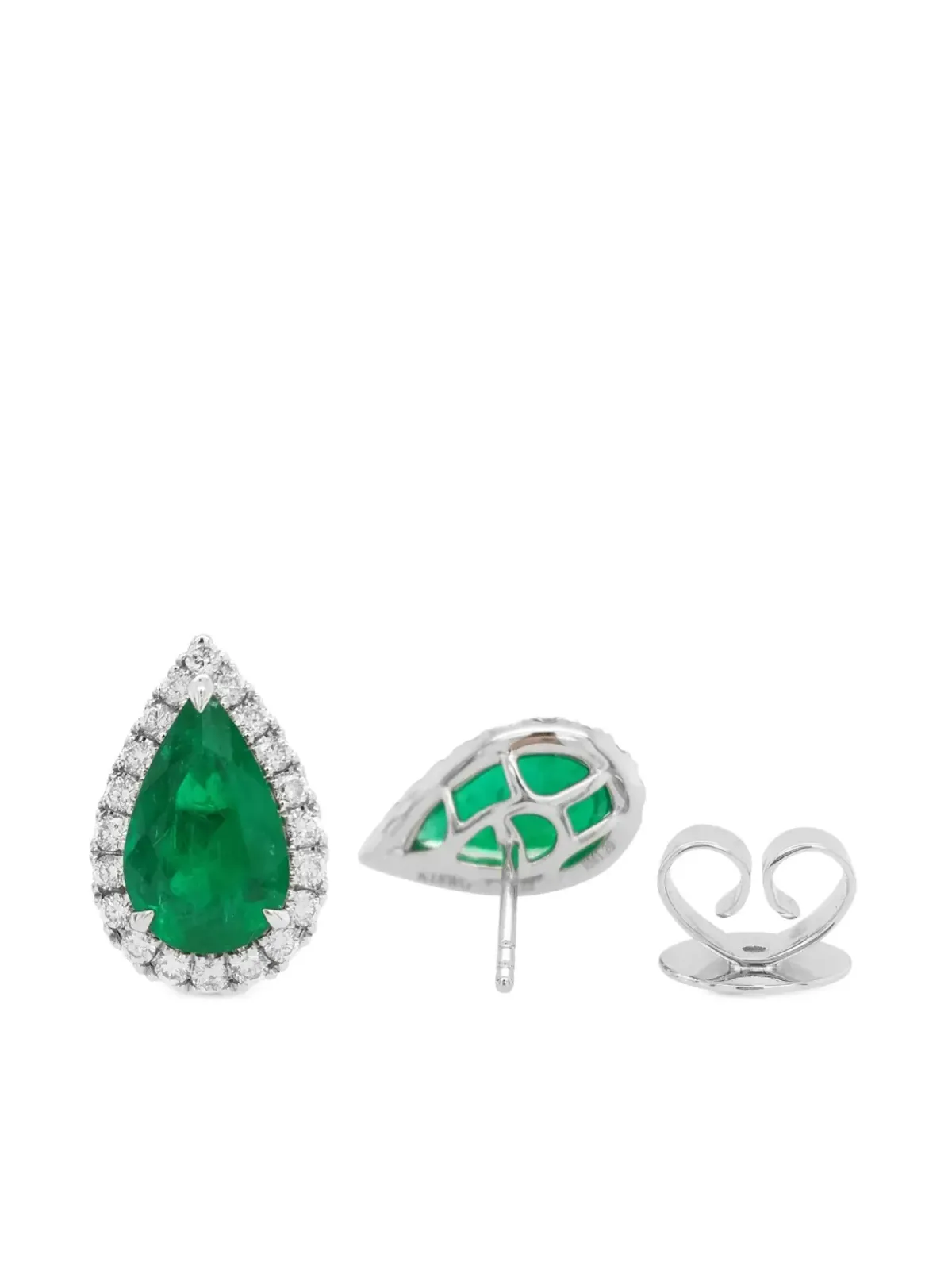 HYT Jewelry エメラルドとダイヤモンドのイヤリング（シルバー） - 画像4